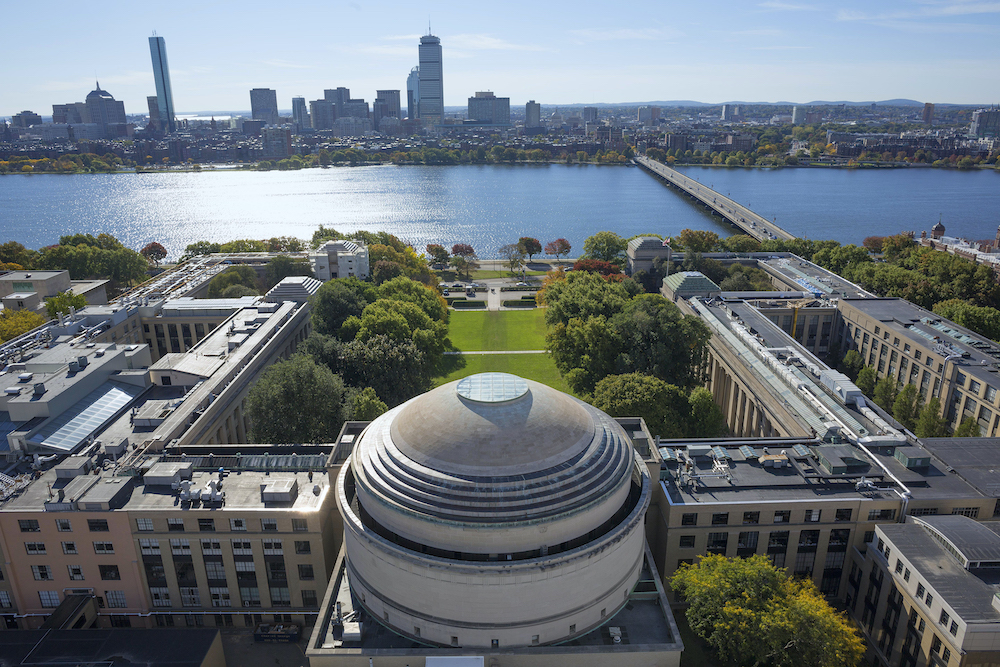 A sweeping view from the MIT campus takes in the Charles River and Boston skyline.